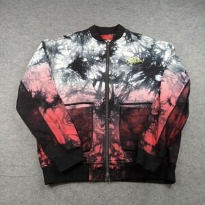 VIE+RICHE Jacket Mens XL Multicolor Tie Dye Mesh Bomber Paris Graphic Full Zip